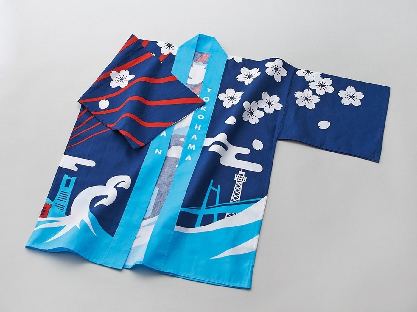 横濱はっぴ「浪と桜」 - ヨコハマ・グッズ001 横浜のおみやげ